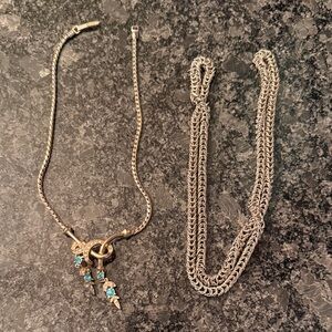 Vintage Silver and Aqua Gem Necklace Set